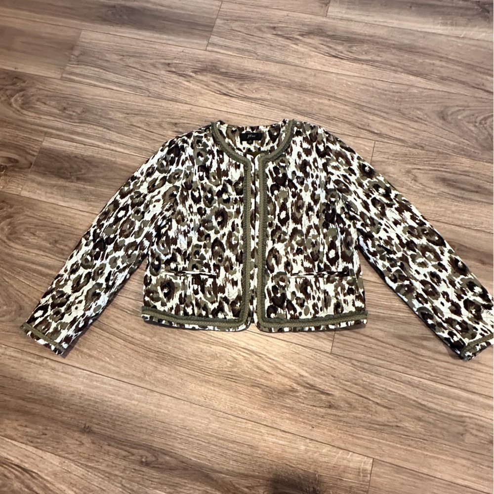 J Crew Quilted Lady Coat in Autumn Cheetah Size Medium - Picture 5 of 12